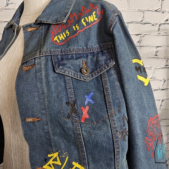 Graffiti Denim Jacket NWT - Picture 11 of 11